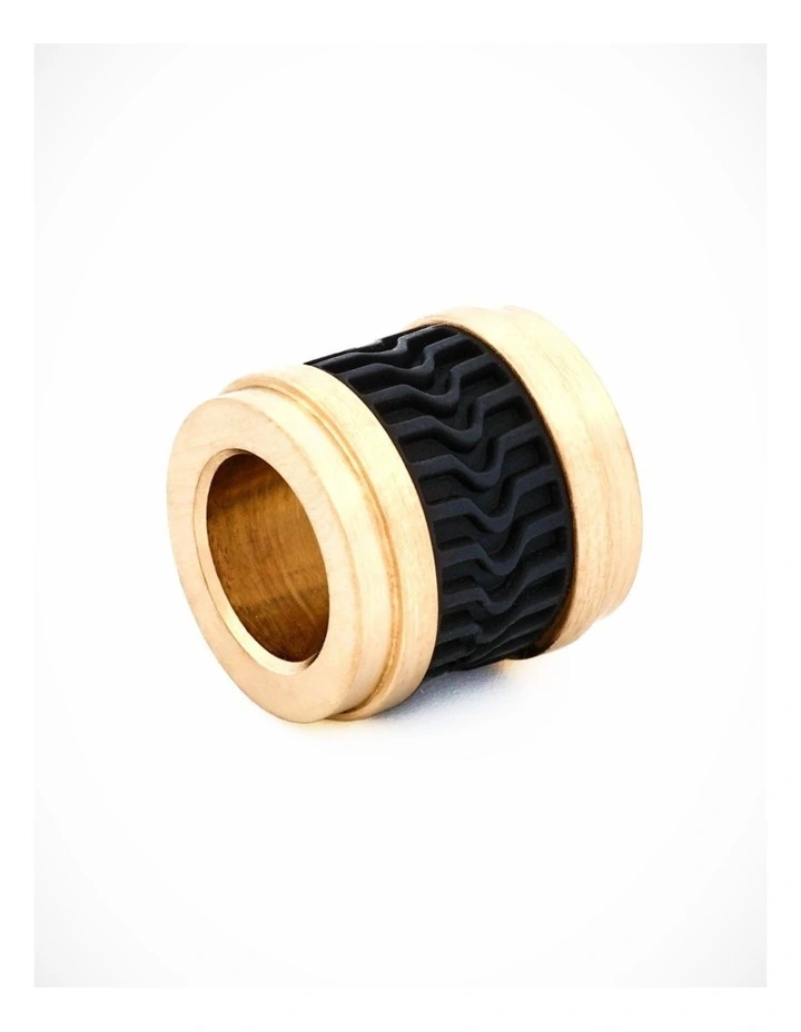 Ion Plated Gold Black Rubber Bead image 2