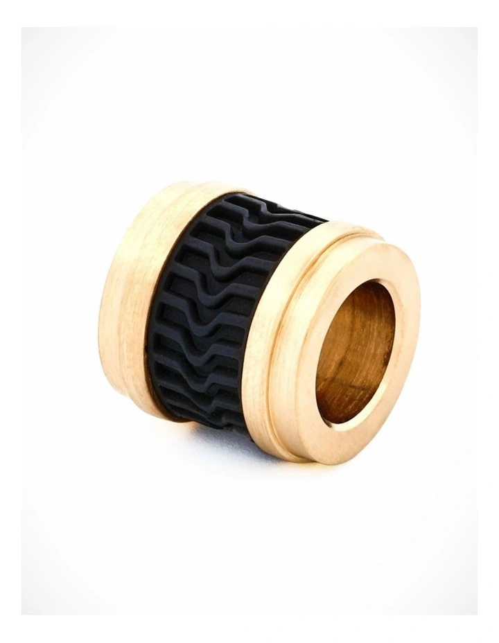 Ion Plated Gold Black Rubber Bead image 3
