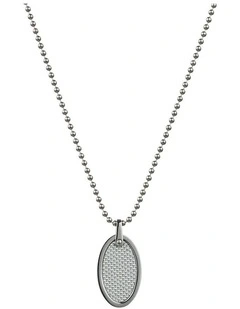Stainless Steel & Fibreglass Oval Pendant on 55cm Ball Chain