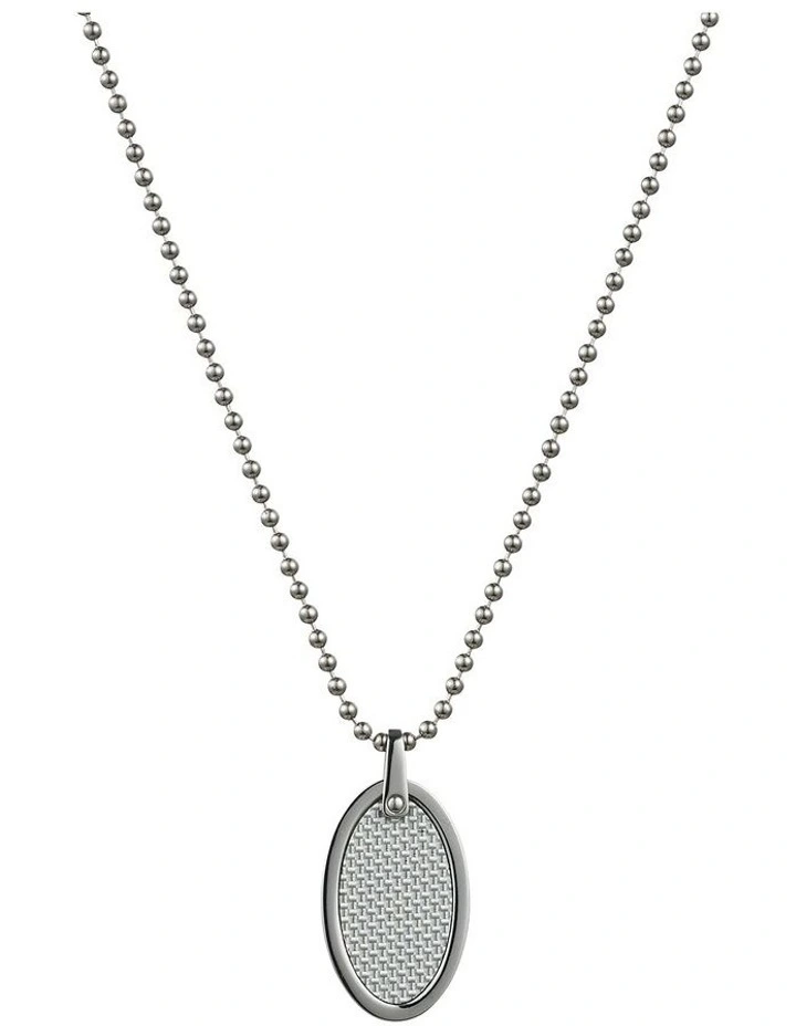 Stainless Steel & Fibreglass Oval Pendant on 55cm Ball Chain image 1