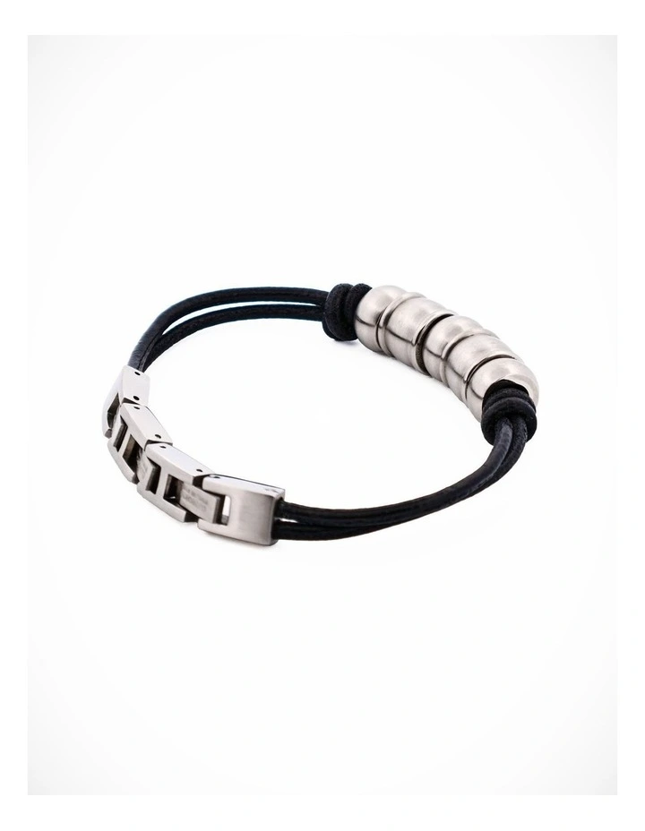 Stainless Steel & Bead Leather Bracelet image 1