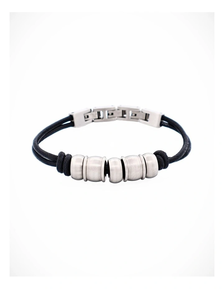 Stainless Steel & Bead Leather Bracelet image 2