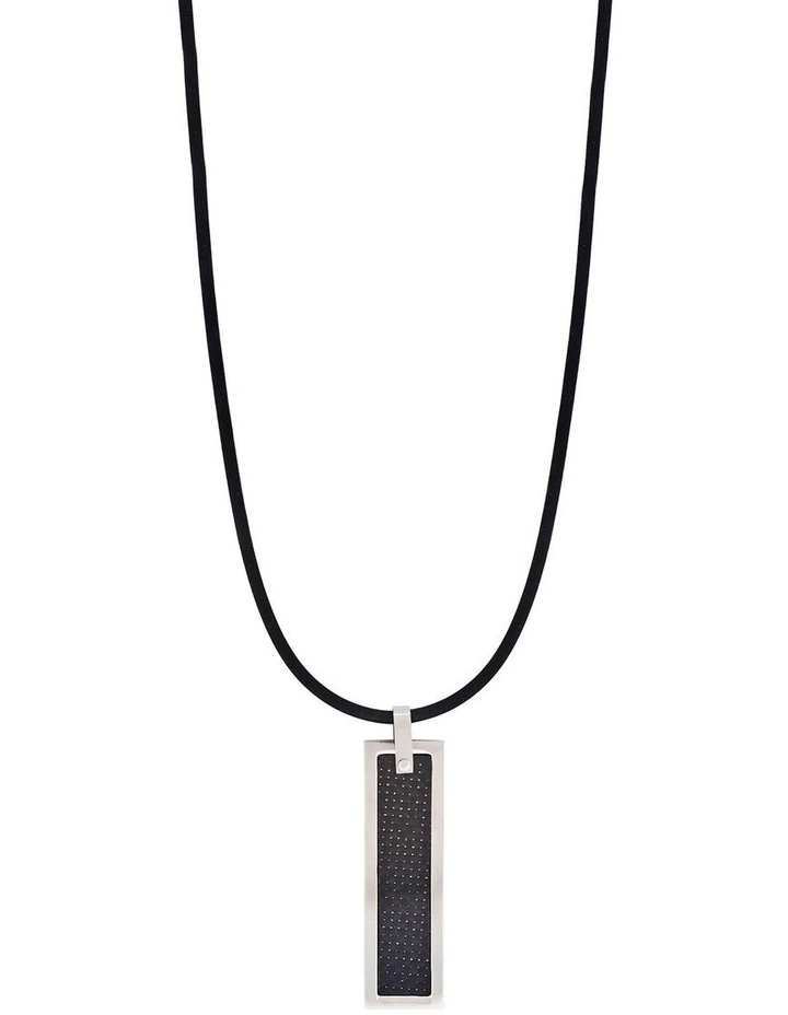 Stainless Steel & Carbon Fibre Dog Tag & Rubber Chain image 1