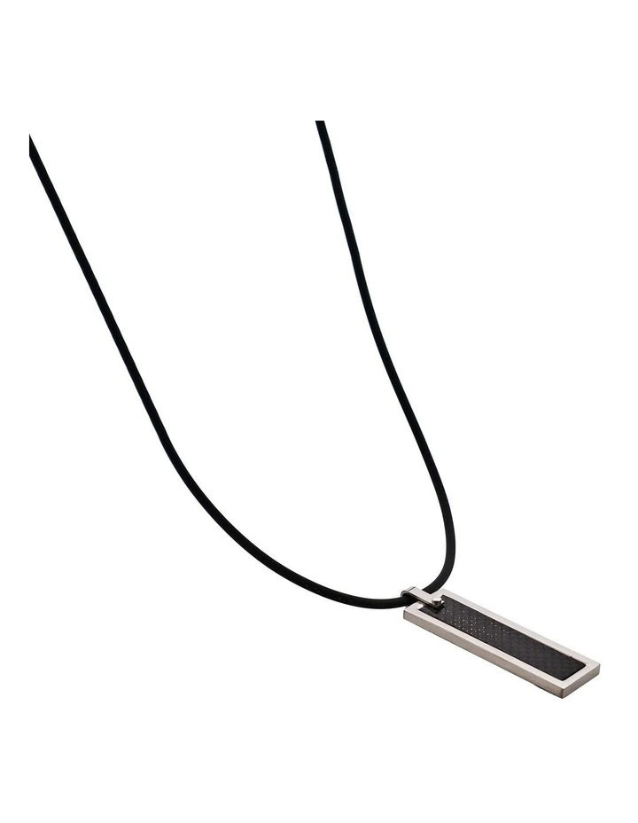Stainless Steel & Carbon Fibre Dog Tag & Rubber Chain image 3
