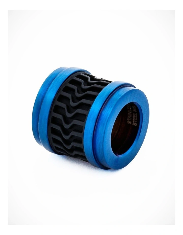 Ion Plated Blue Black Rubber Bead image 1