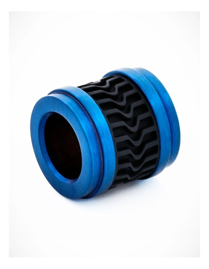 Ion Plated Blue Black Rubber Bead image 2