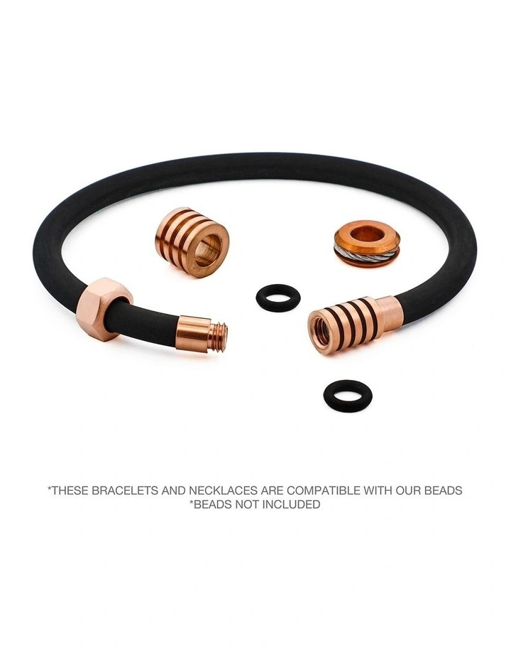 Black Silicone Bracelet with Ion Plated Black Stripes On Ion Plated Rose Gold Stainless Steel Clasp image 5