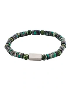 6mm Shiny Dyed Jade Stone & Green Jasper Beads & Stainless Steel Bracelet