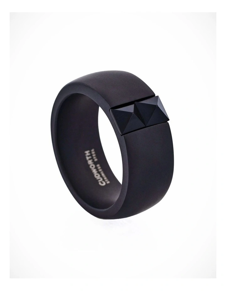 Black Cubic Zirconia on Brushed Black Ion Plated Stainless Steel Ring image 3