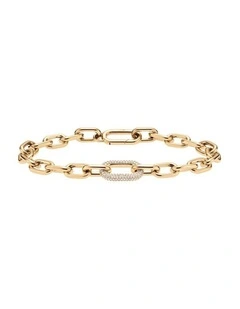 Crystal Link Bracelet Gold Stainless Steel 155mm Accessory
