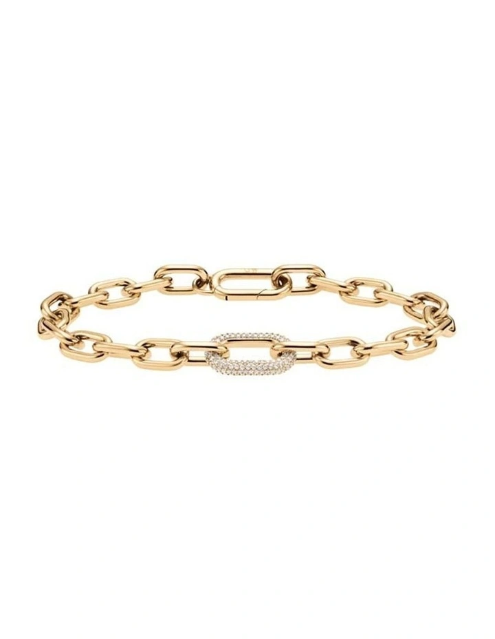 Crystal Link Bracelet Gold Stainless Steel 155mm Accessory image 1