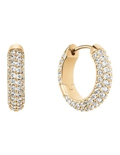 Pave Earrings Plated Stainless Steel Elegant Design Gold
