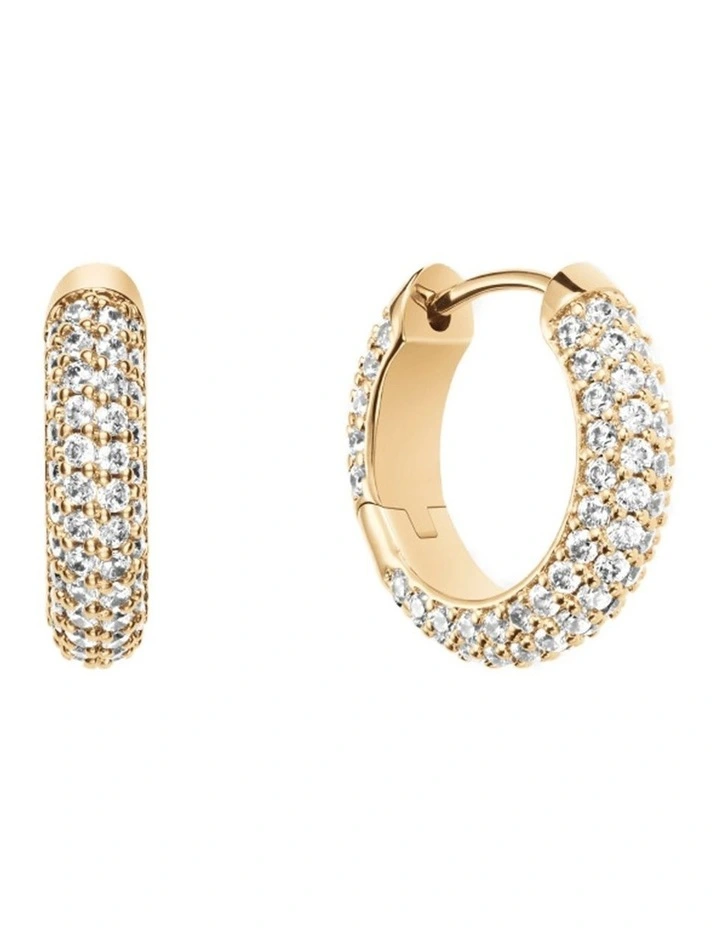 Pave Earrings Plated Stainless Steel Elegant Design Gold image 1