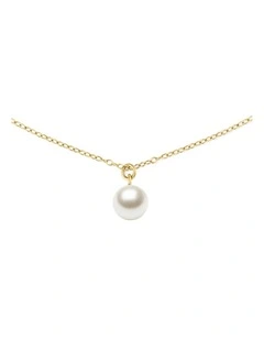 Pearl Necklace Gold Swarovski Glass Pendant 40-44 cm