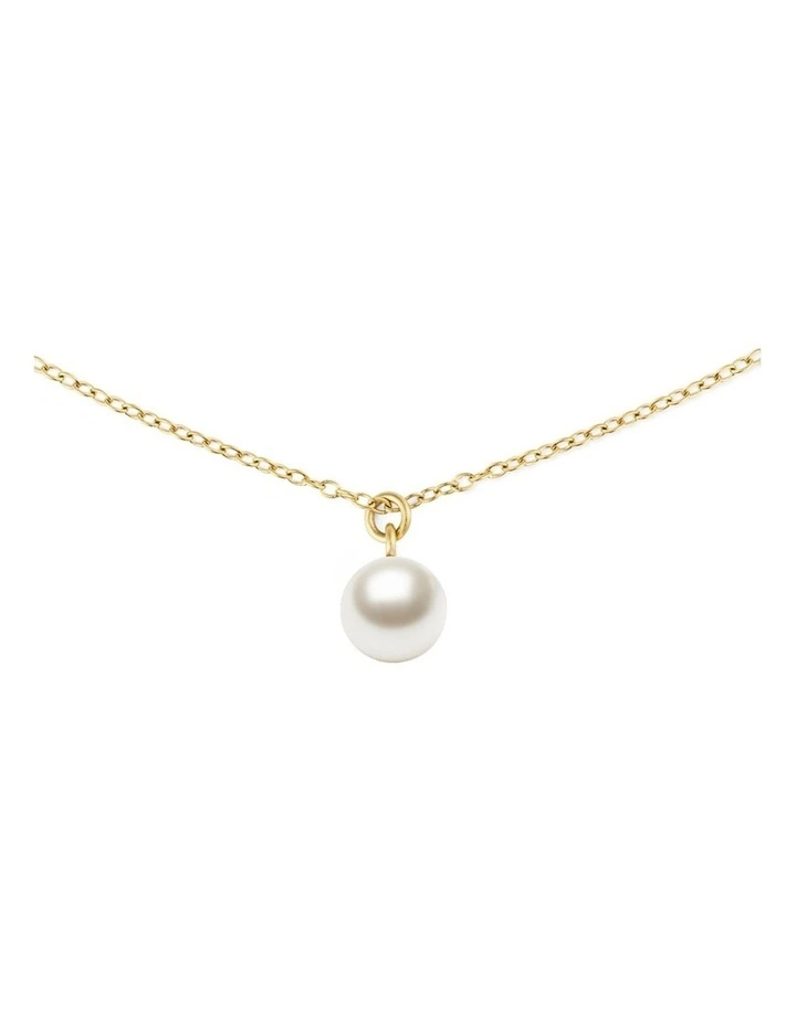 Pearl Necklace Gold Swarovski Glass Pendant 40-44 cm image 1