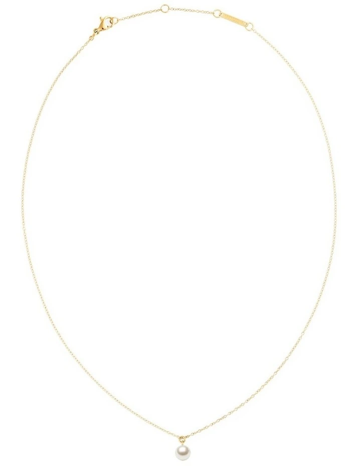 Pearl Necklace Gold Swarovski Glass Pendant 40-44 cm image 3