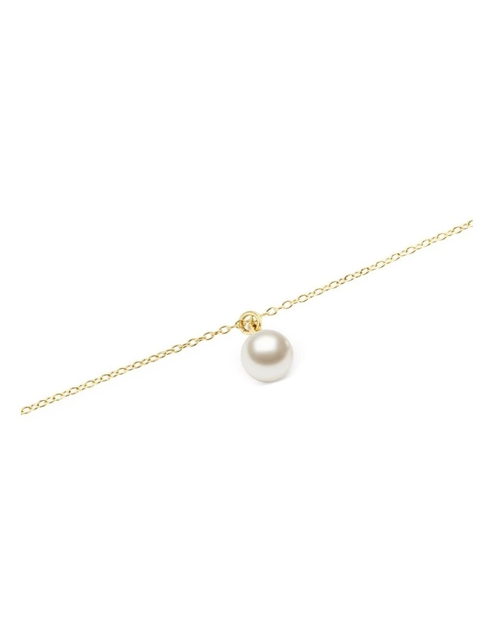 Pearl Necklace Gold Swarovski Glass Pendant 40-44 cm image 4