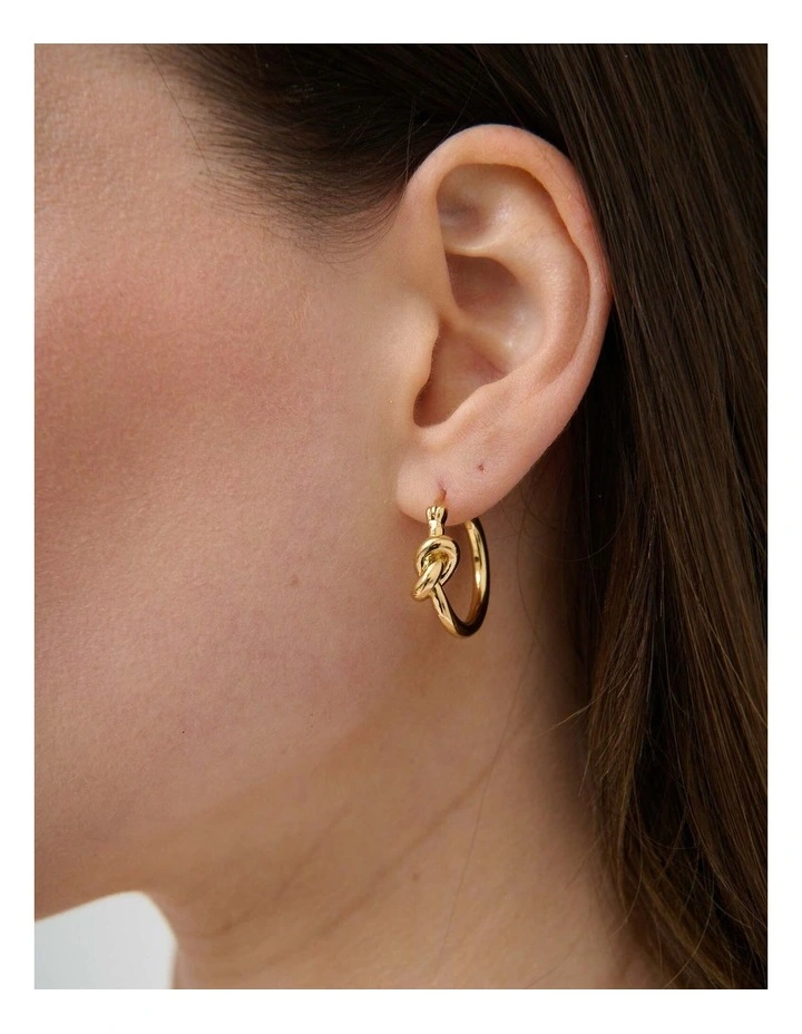 Corrina Knot Hoop Earrings - 18K Gold Plated image 2