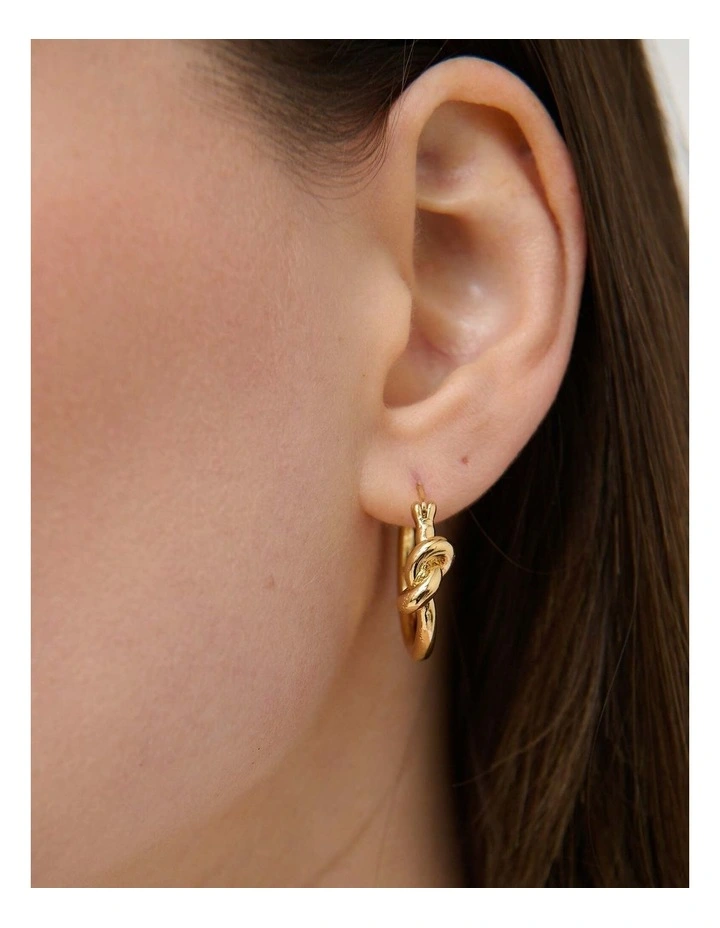 Corrina Knot Hoop Earrings - 18K Gold Plated image 5