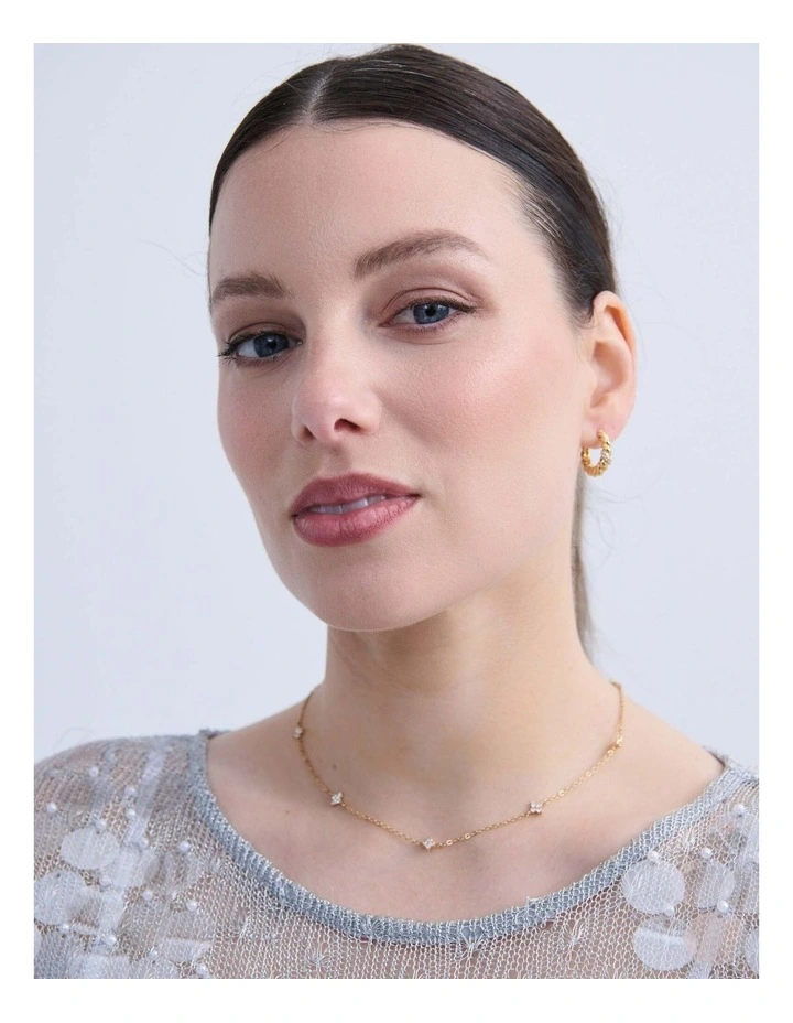 Astra Dainty 18K Gold Plated Station Necklace image 2