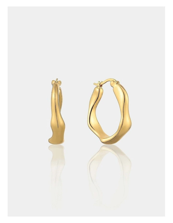 Wavy Textured Earrings - 18K Gold Plated image 1