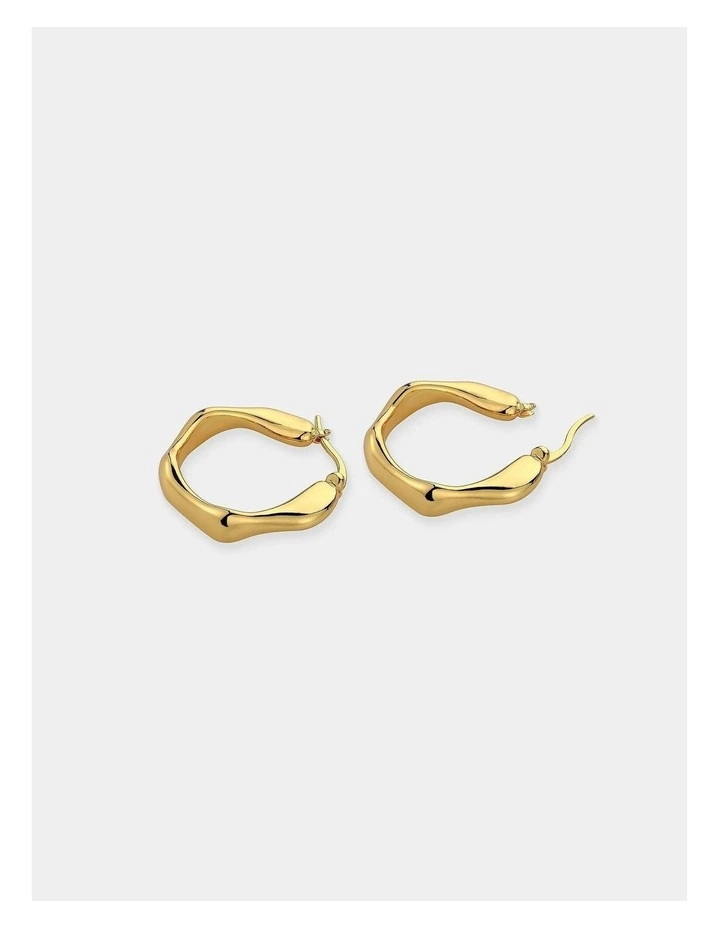 Wavy Textured Earrings - 18K Gold Plated image 3