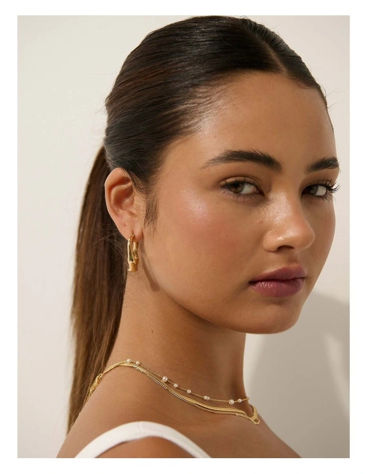 Wavy Textured Earrings - 18K Gold Plated image 4