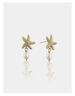 Starfish Pearl 18K Gold Plated Earrings