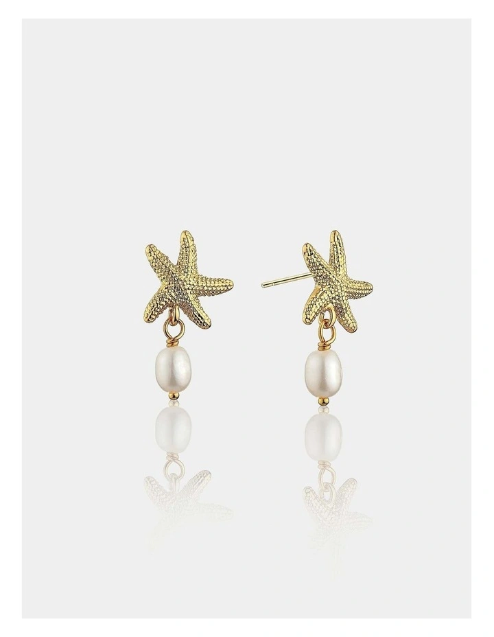 Starfish Pearl 18K Gold Plated Earrings image 1
