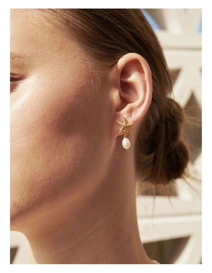 Starfish Pearl 18K Gold Plated Earrings image 4