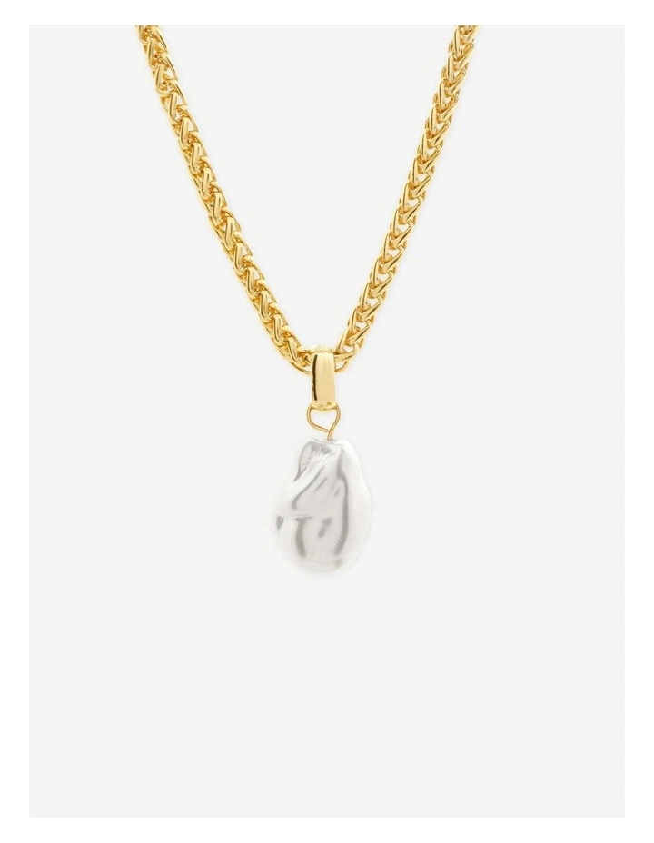 Organic Pearl Pendant Necklace - Gold image 1