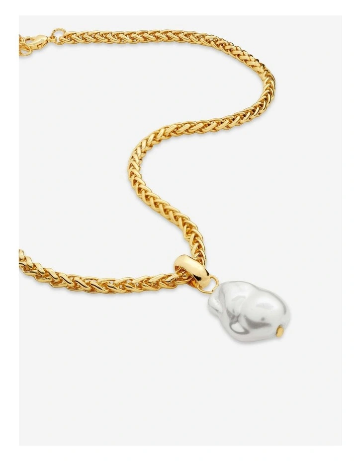Organic Pearl Pendant Necklace - Gold image 3
