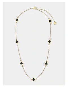 Mini Clover Gold Necklace - Black