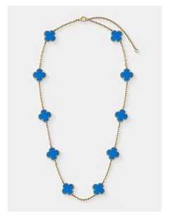 Charlotte Gold Clover Necklace - Blue