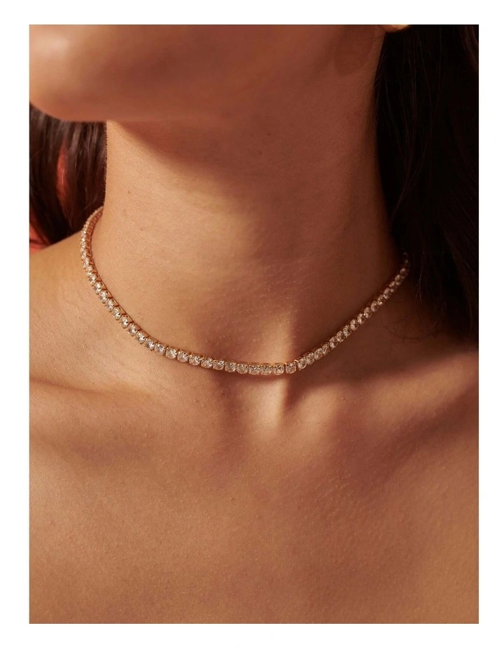 Tennis Diamante Necklace - 18K Gold Plated image 2