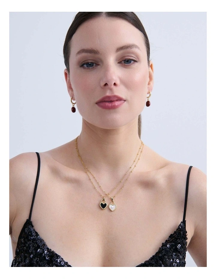 Marla Enamel Drop Earrings - Red image 2