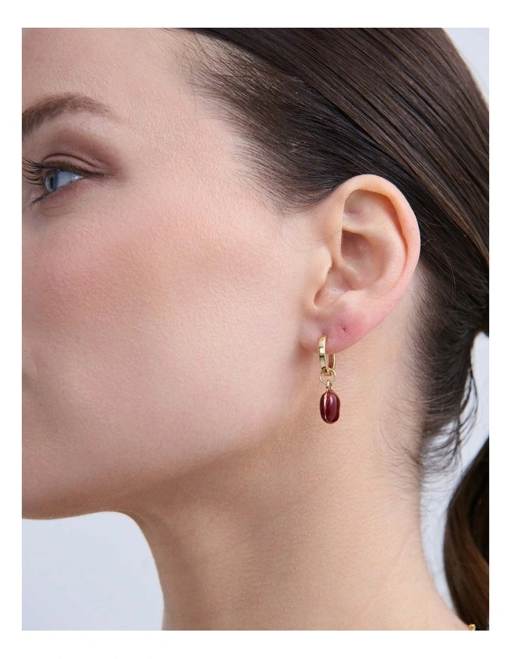 Marla Enamel Drop Earrings - Red image 3