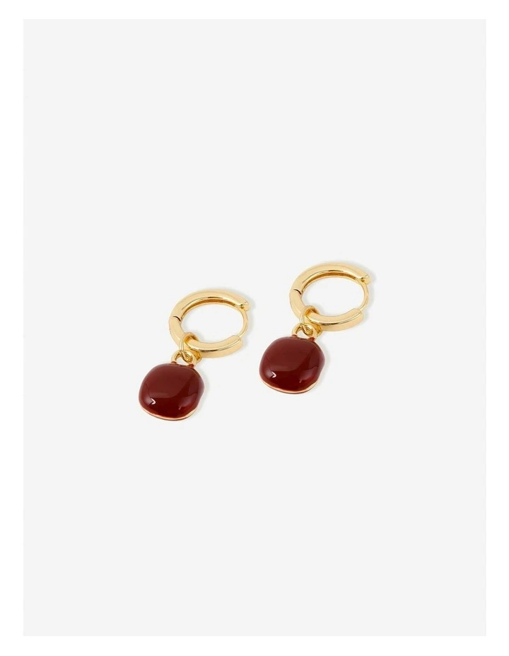 Marla Enamel Drop Earrings - Red image 4