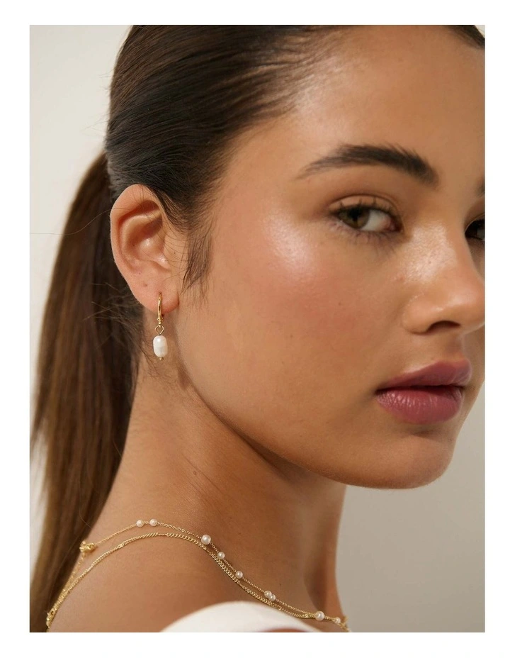 Daphne Pearl Earrings - 18K Gold Plated image 4