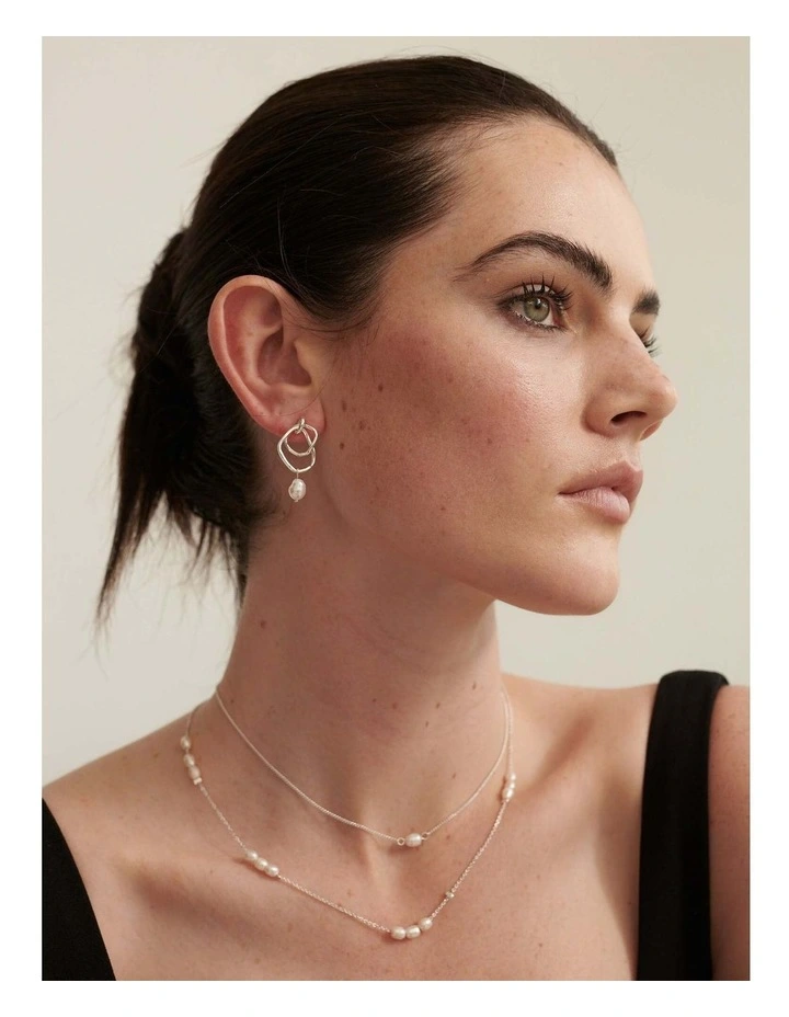 Dionne Sterling Silver Plated Pearl Earrings image 2