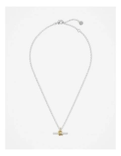 Dual Tone T-Bar Necklace