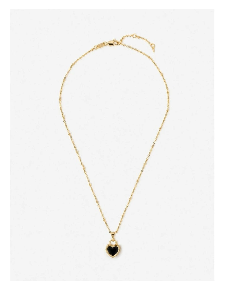 Valentina Reversible Heart Necklace - Black/White image 1