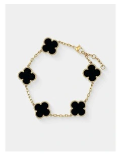 Charlotte Gold Clover Bracelet - Black