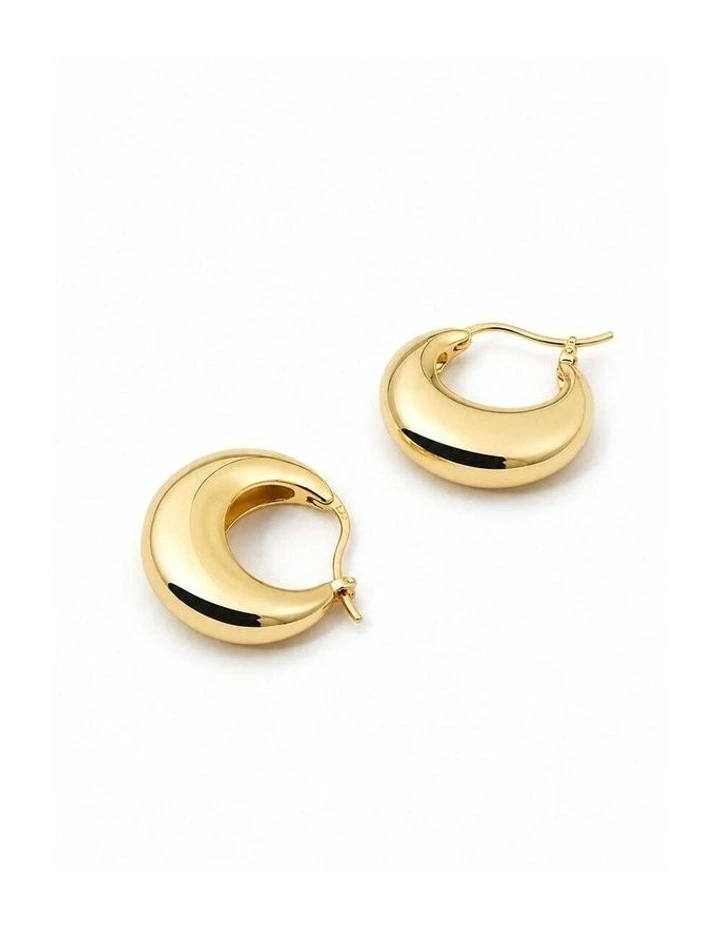Porte Crescent Hoop Earrings - 18k Gold Plated image 4