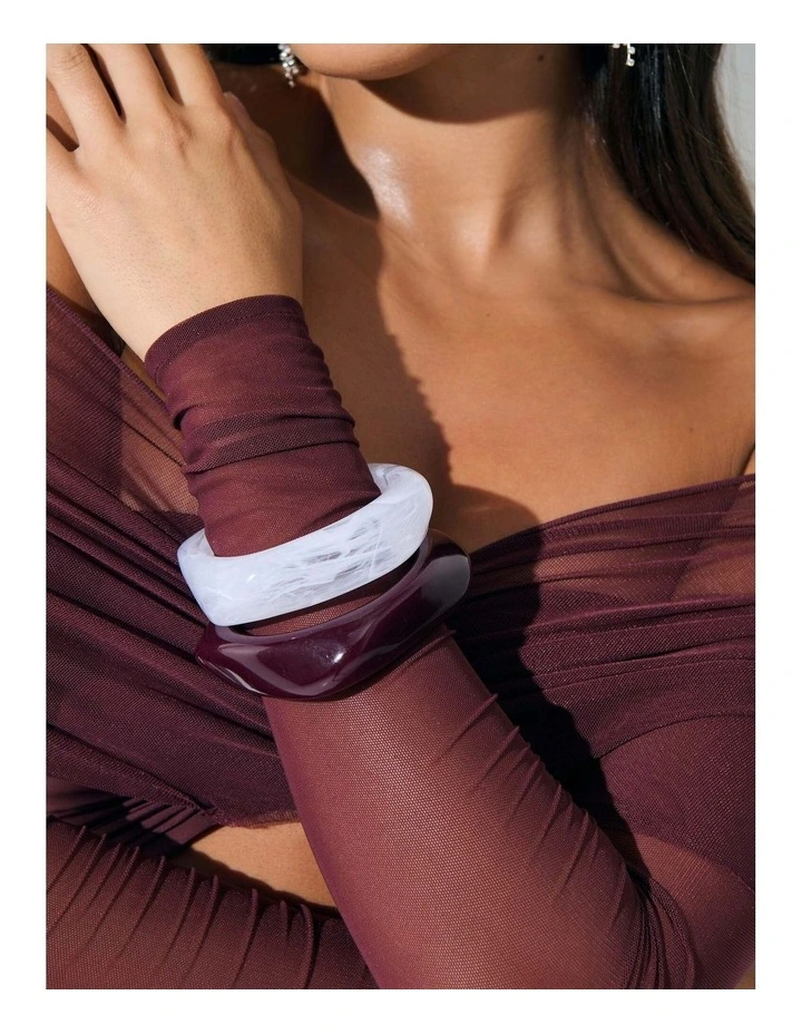 Lara Angular Bangle - Wine image 2