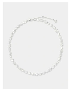 Hammered Plate Necklace - Sterling Silver Plated