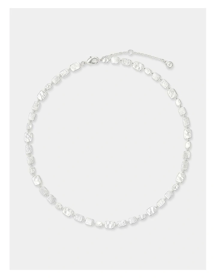 Hammered Plate Necklace - Sterling Silver Plated image 1