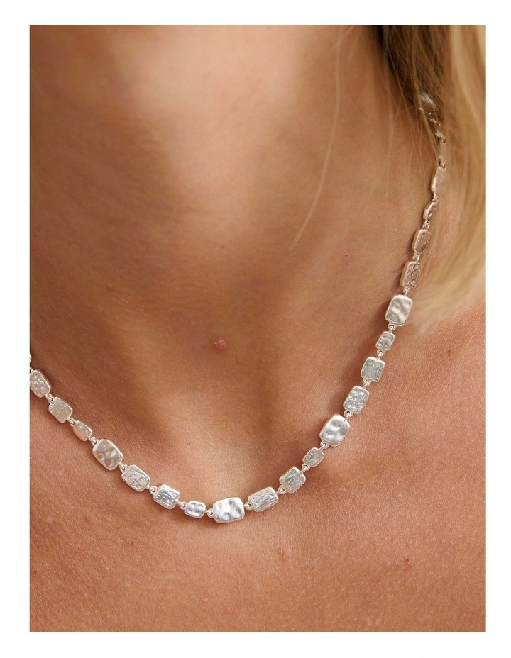 Hammered Plate Necklace - Sterling Silver Plated image 4