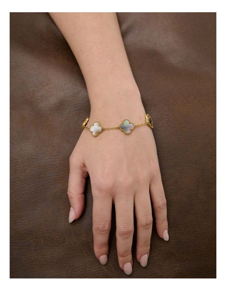 Charlotte Gold Clover Bracelet - Ash image 5