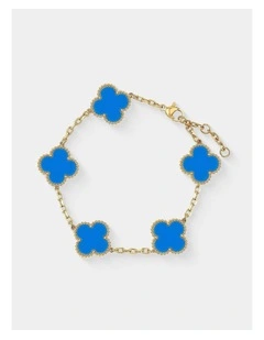 Charlotte Gold Clover Bracelet - Blue
